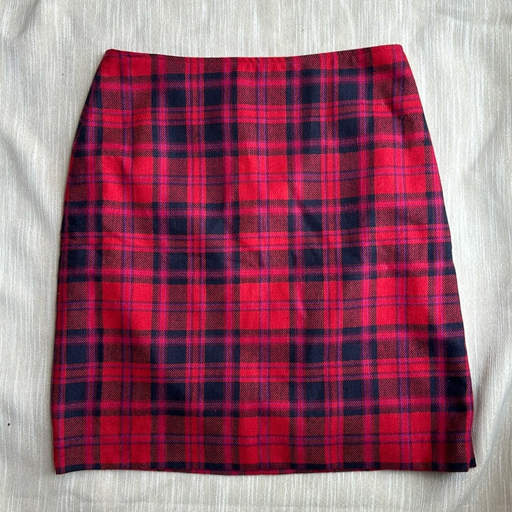Plaid Wool Talbots Pencil Skirt